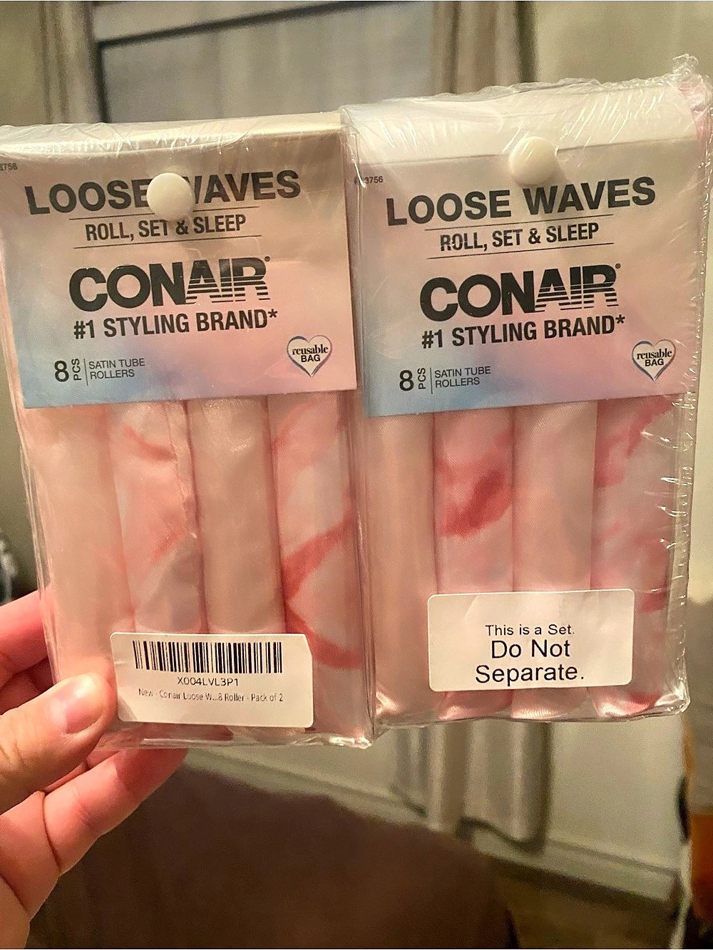 Conair Loose Waves Roll, Set & Sleep Pink 16-Piece Hair Rollers NWT